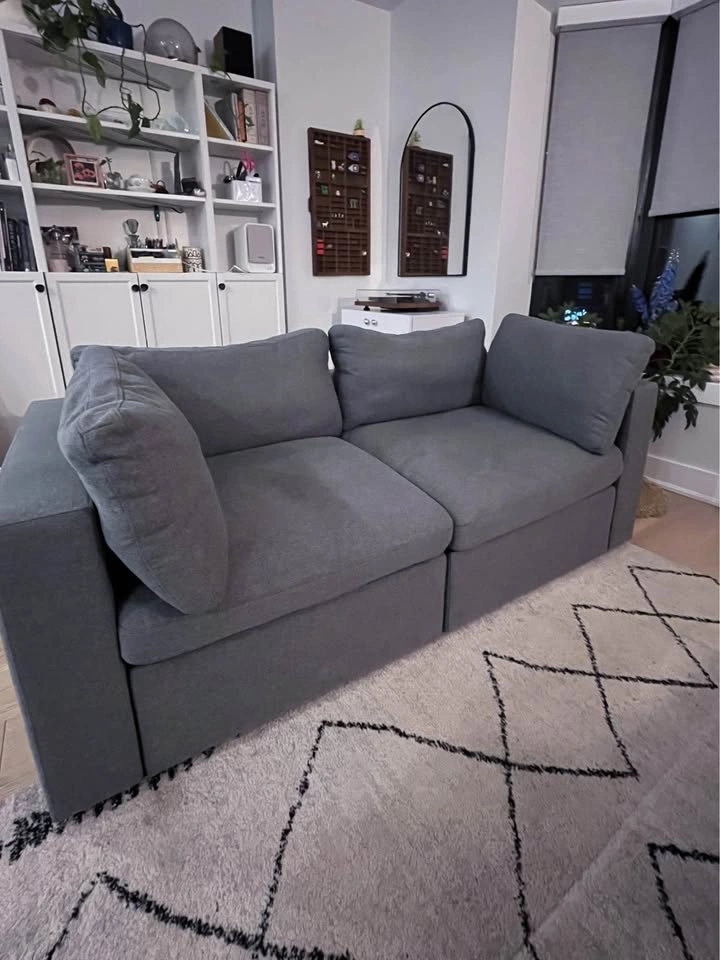 Cozey Ciello Loveseat with Storage Ottoman in Storm Grey - photo 2