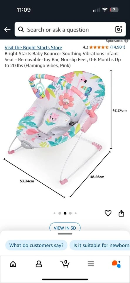 Bright Star Flamingo Vibes Bouncer