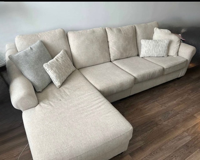 Modern Beige Sectional Sofa with Left-Facing Chaise - photo 2