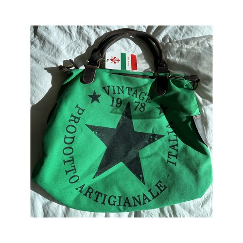 Italian Pavilion Green Vintage Prodotto Artigianle Canvas Bag