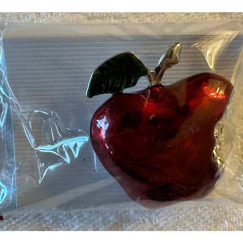 Bitten Apple Decorative Pin with Rhinestones, NWT