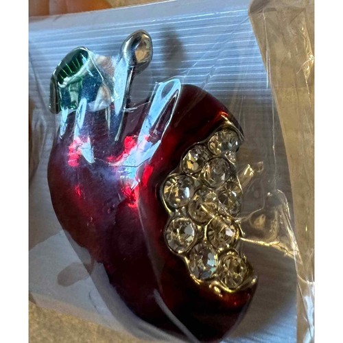 Bitten Apple Decorative Pin with Rhinestones, NWT - photo 2
