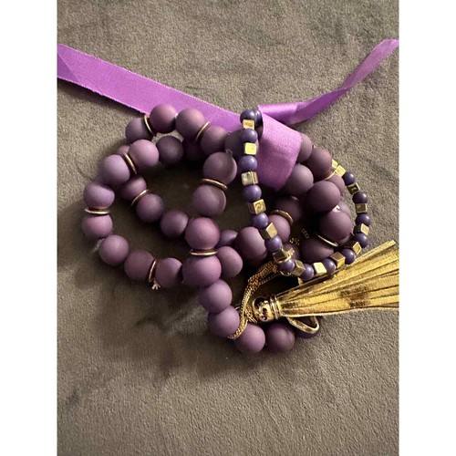Set of 4 Purple Beaded Fashion Bracelets