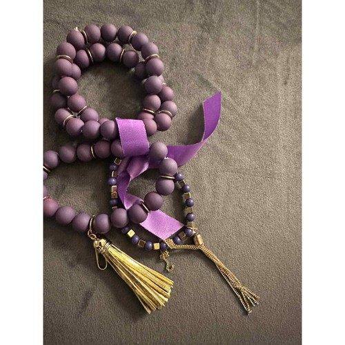 Set of 4 Purple Beaded Fashion Bracelets - photo 2