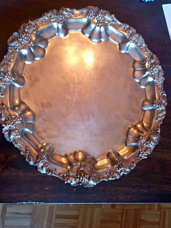 American Silver Co. Silver-Plated Grape Motif Serving Tray