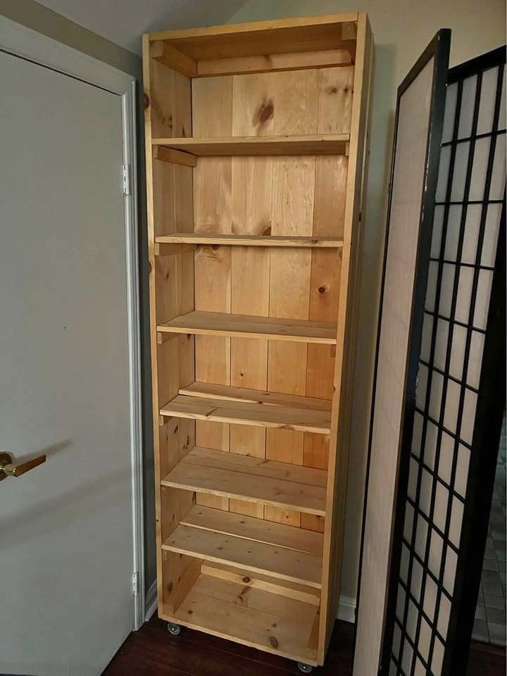 Home made wood shelf with wheels