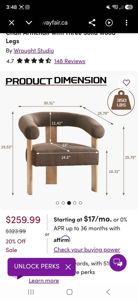 Accent Chair Armchair Wayfair NEW - photo 3