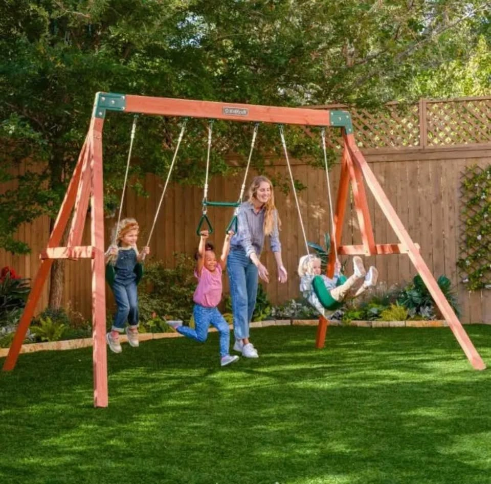 NEW KidKraft Aviator Wooden Swing Set – 2 Swings + Acrobar - photo 2