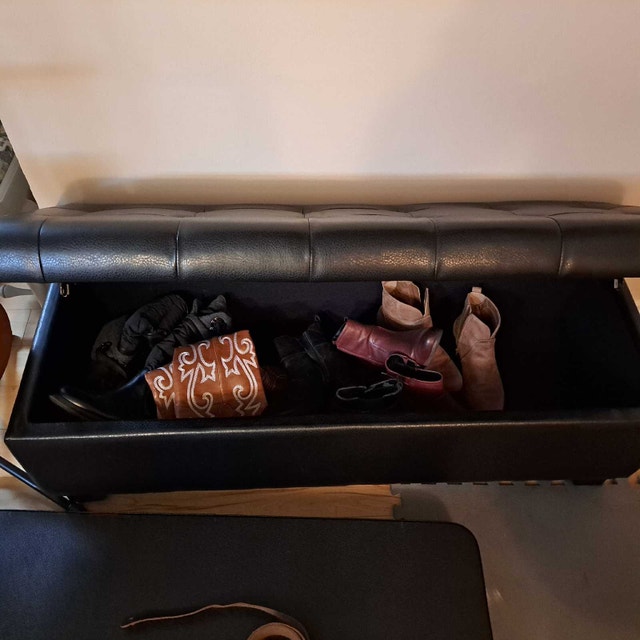 Black Bench with storage - photo 2