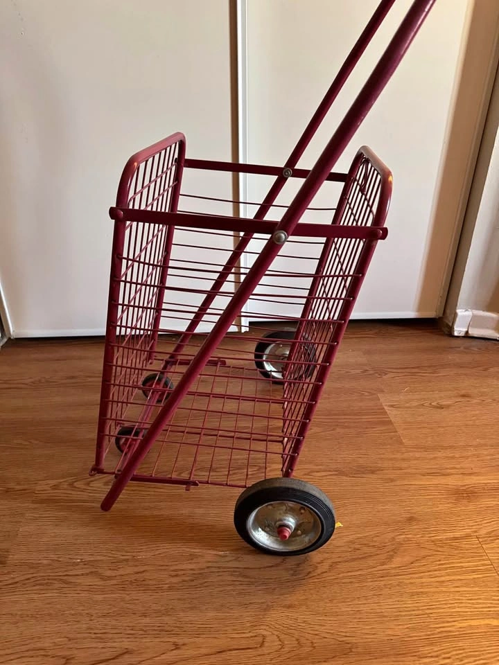 Red Metal Folding Shopping Cart