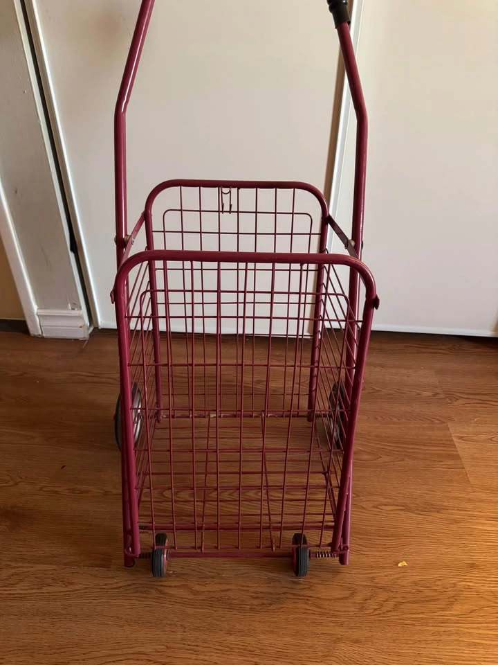Red Metal Folding Shopping Cart - photo 2