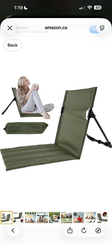 Portable Folding Floor Chair with Back Support