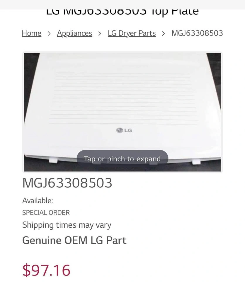 LG MGJ63308503 Top Plate - photo 2
