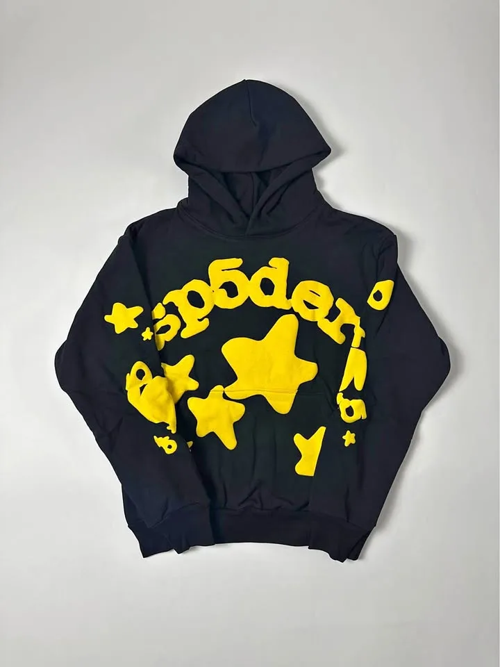 *AUTHENTIC* Sp5der Beluga Hoodie Onyx/Yellow USED thumbnail
