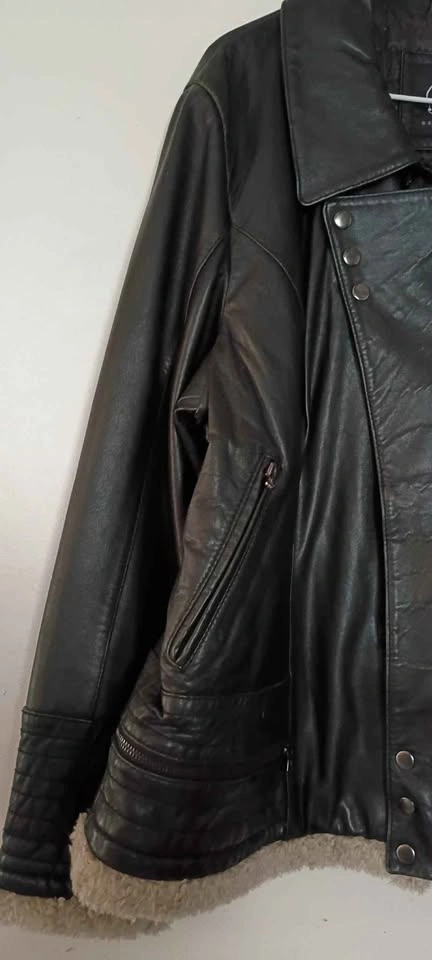 Sean John Biker Leather Jacket Sherpa Quilted Lined Sz 2X Unisex - photo 2