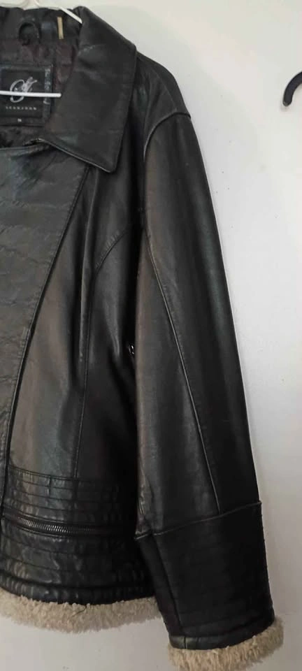 Sean John Biker Leather Jacket Sherpa Quilted Lined Sz 2X Unisex - photo 3