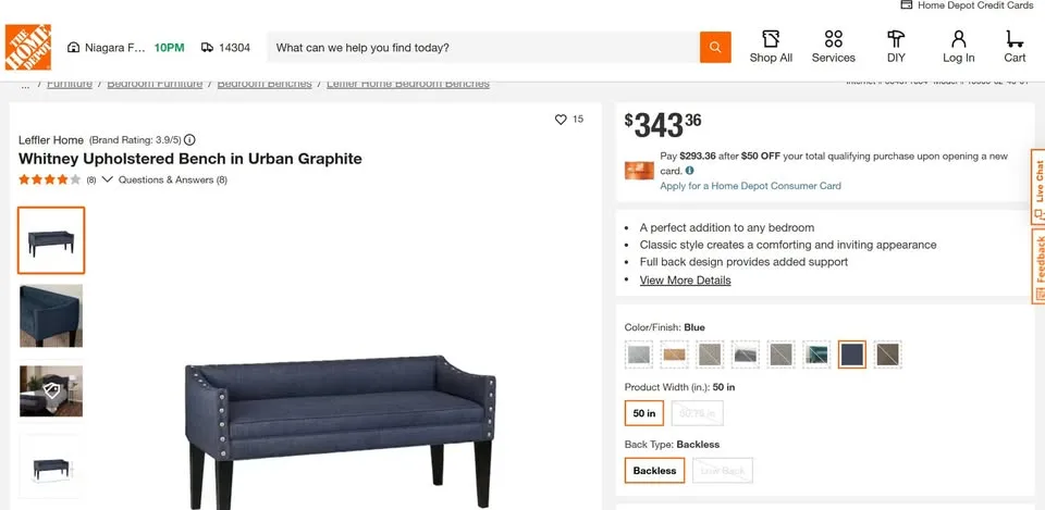 Leffler Home Whitney Long Upholstered Bench image indicator(2)