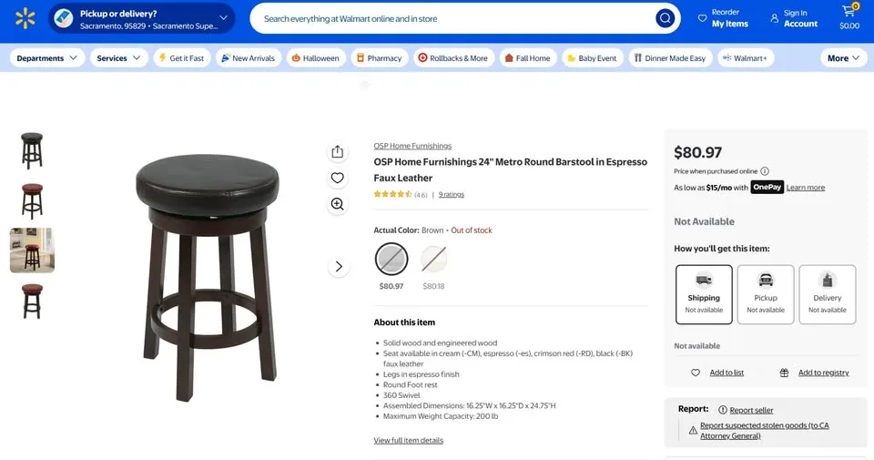 OSP Barstool in Espresso Faux Leather image indicator(2)