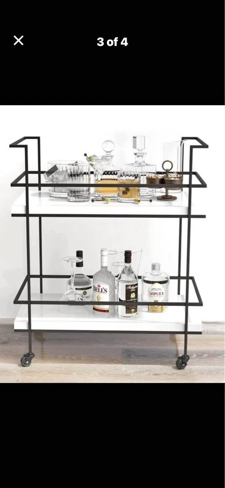 Modern 2-Tier Metal Bar Cart