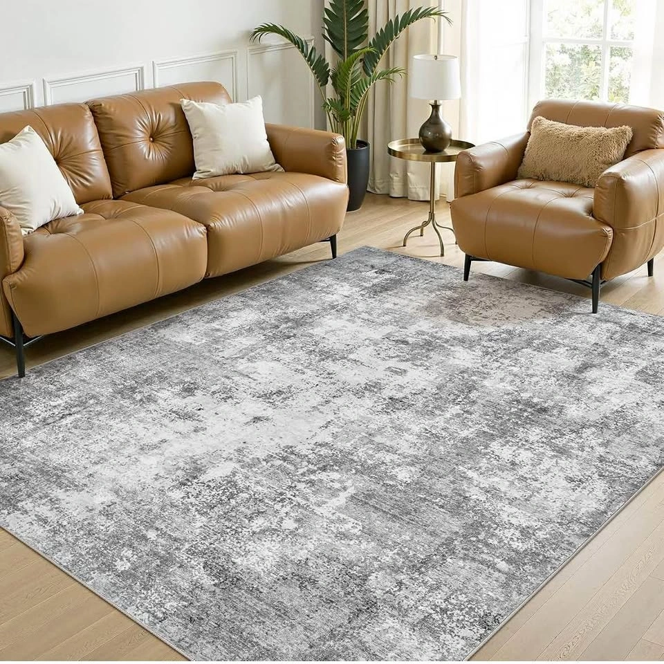 7'x9' Grey Abstract Area Rug