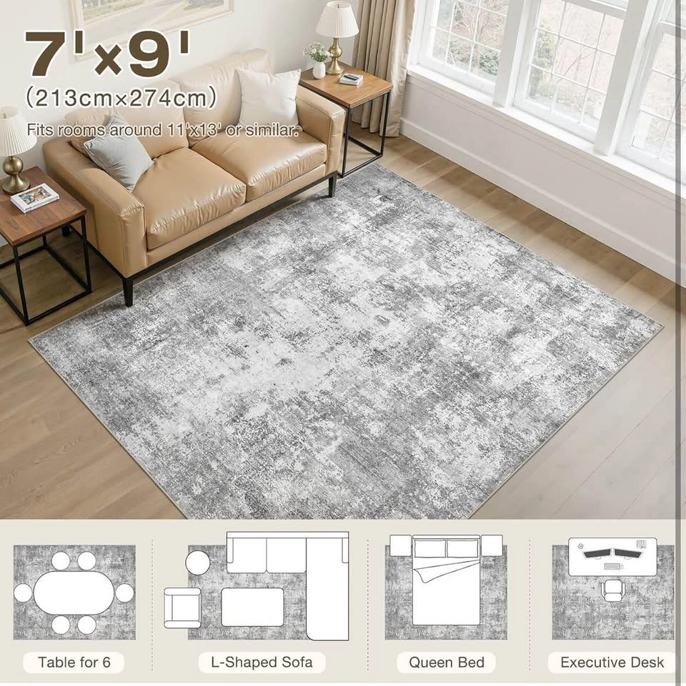 7'x9' Grey Abstract Area Rug - photo 4