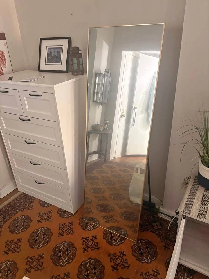 Full length gold trim mirror