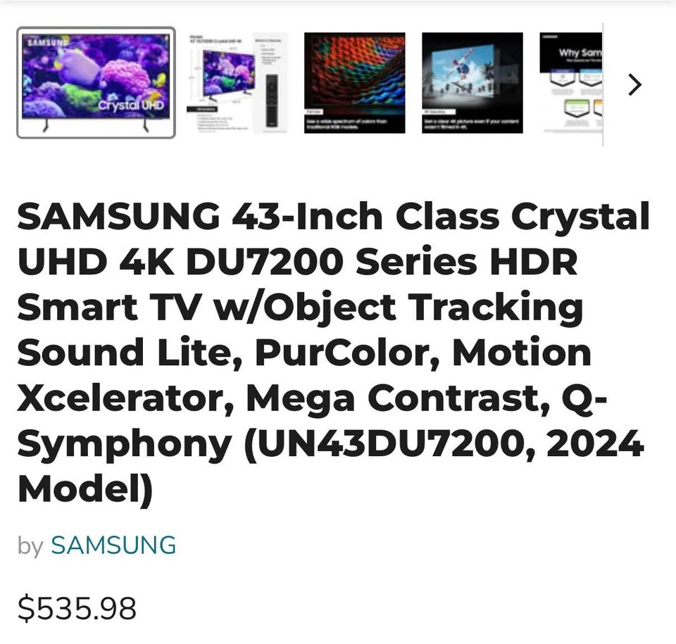 SAMSUNG 43-Inch Crystal UHD 4K DU7200 Series Smart TV - photo 4