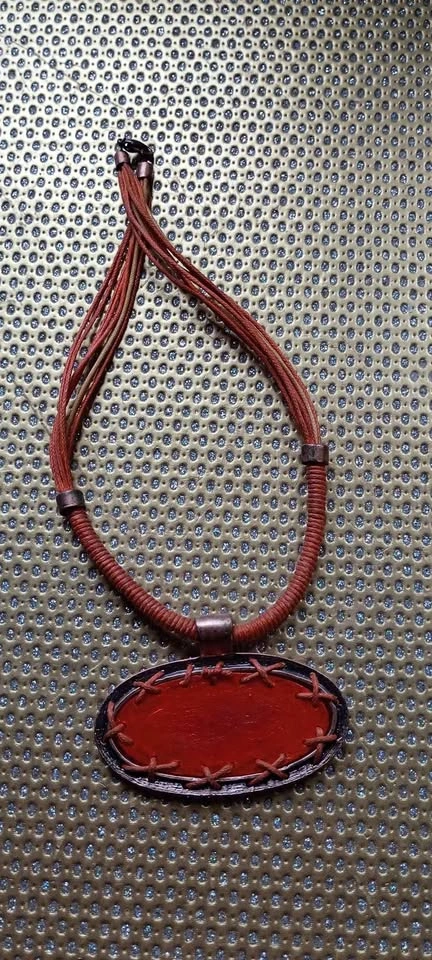 Vintage Stained Glass Necklace Orange - photo 4