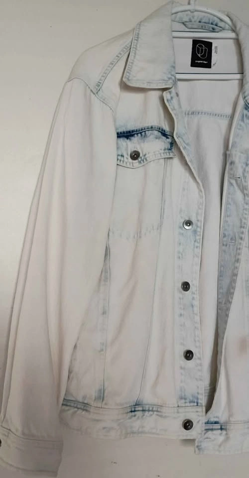 White Washed Denim Oversized Jacket Sz L Unisex - photo 3