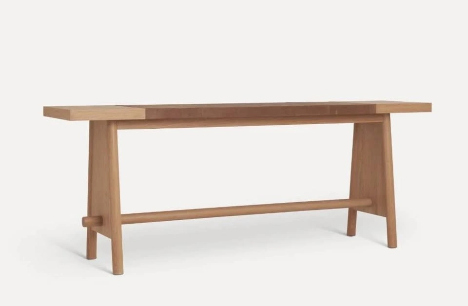 Le Mae Ava White Oak and Leather Console Table, Brand New - photo 2