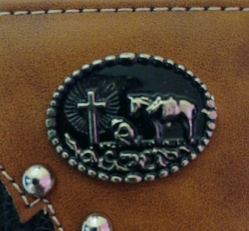R/M Religious Man Praying By Cross Genuine Leather Wallet - photo 3