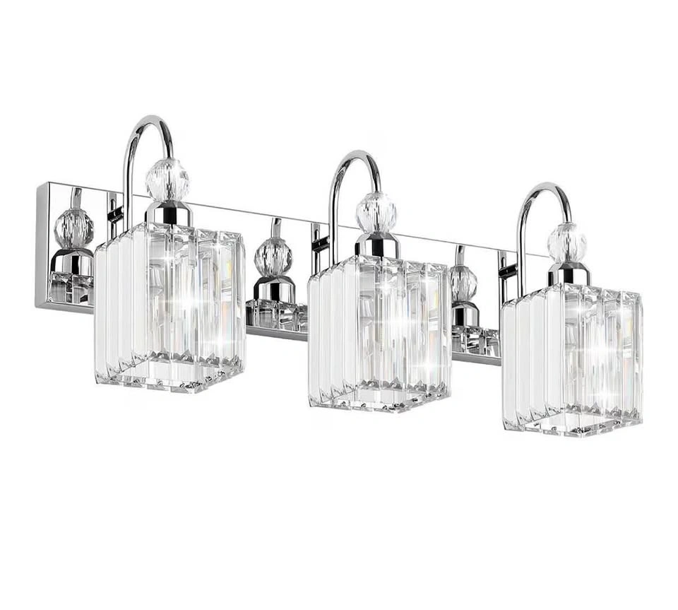 Ralbay 24” Chrome Crystal Bathroom Vanity Light – 3-Light