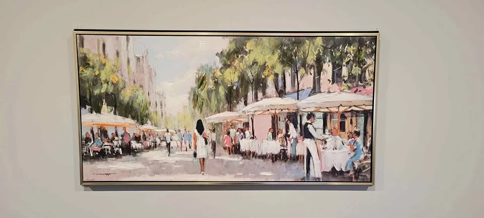Herbert Oppel Framed Street Cafe Scene Oil Painting