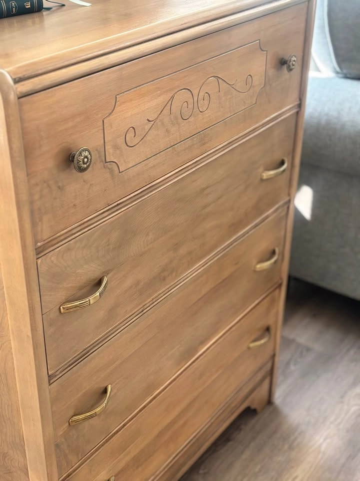 Refinished Solid Wood Vintage Dresser – Natural Finish - photo 3