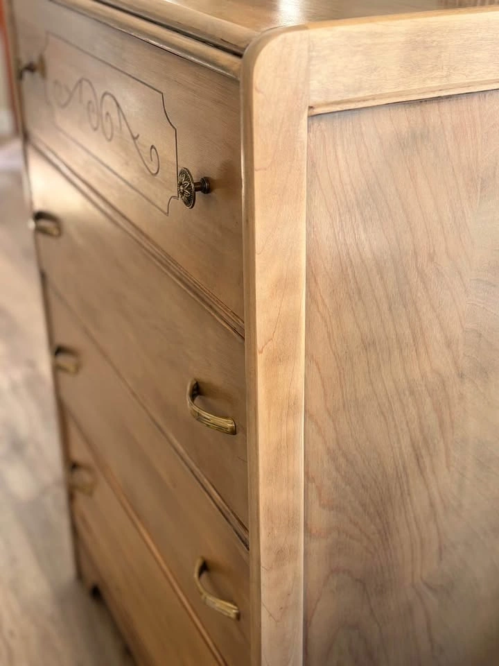 Refinished Solid Wood Vintage Dresser – Natural Finish - photo 5