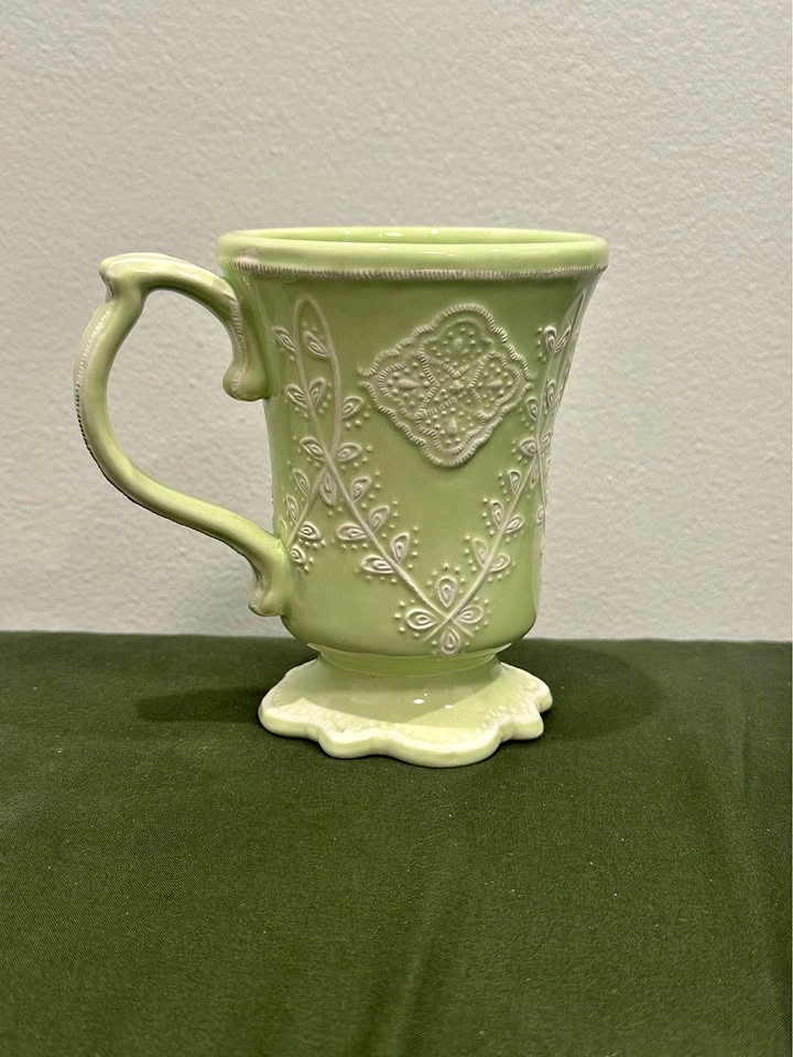 Light Green Embossed Ceramic Mug