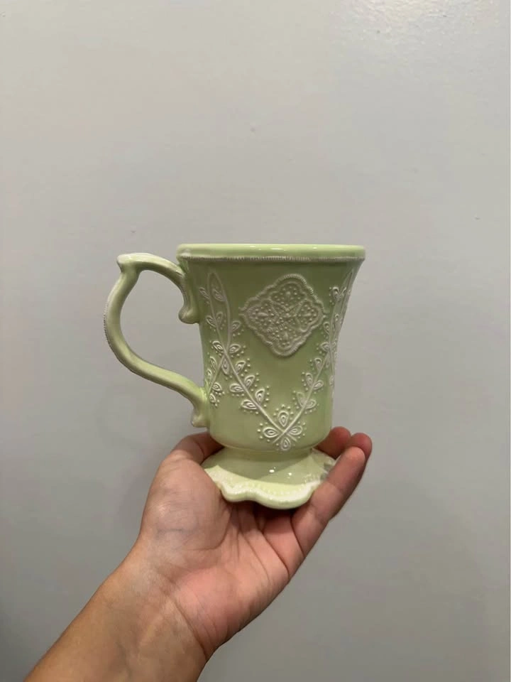 Light Green Embossed Ceramic Mug - photo 2