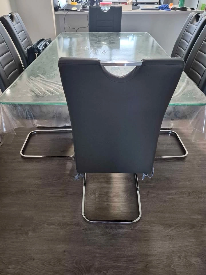 Grey Faux Leather Cantilever Dining Chairs (Set of 6) - photo 2