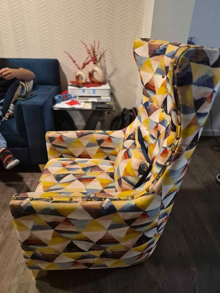 Vibrant Geometric Wingback Accent Chair - photo 4