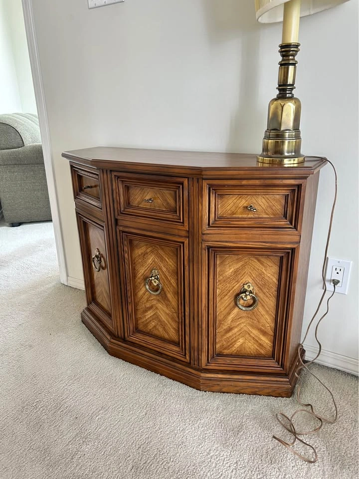 Wood hall table with cupboard - photo 3
