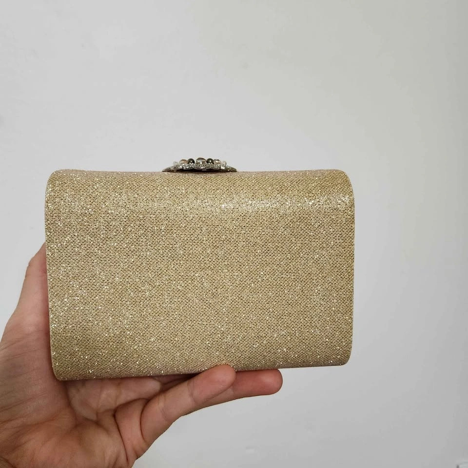 Gold Glitter Clutch Bag with Handbeaded decorative element - photo 2