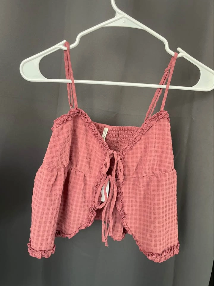 [New w/ tags] American Eagle Tie Front Ruffle Trim Tank Top - photo 2