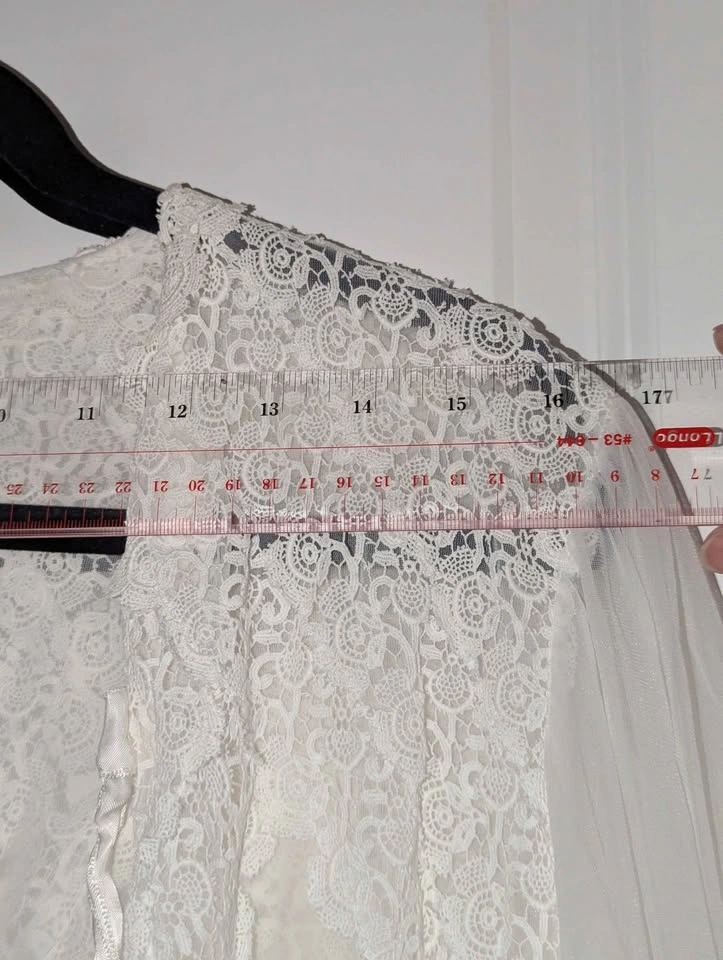 Vintage White Lace and Chiffon Nightgown and Robe Set - photo 5
