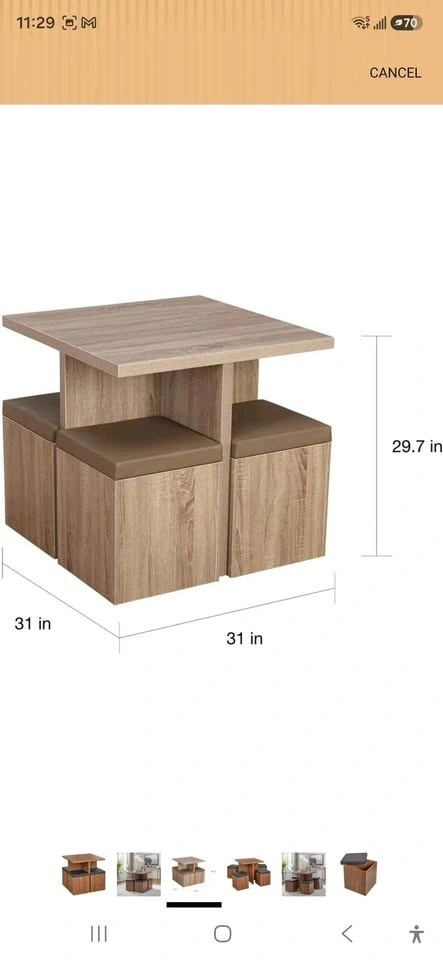 Dining table with 4 storage seats - photo 2