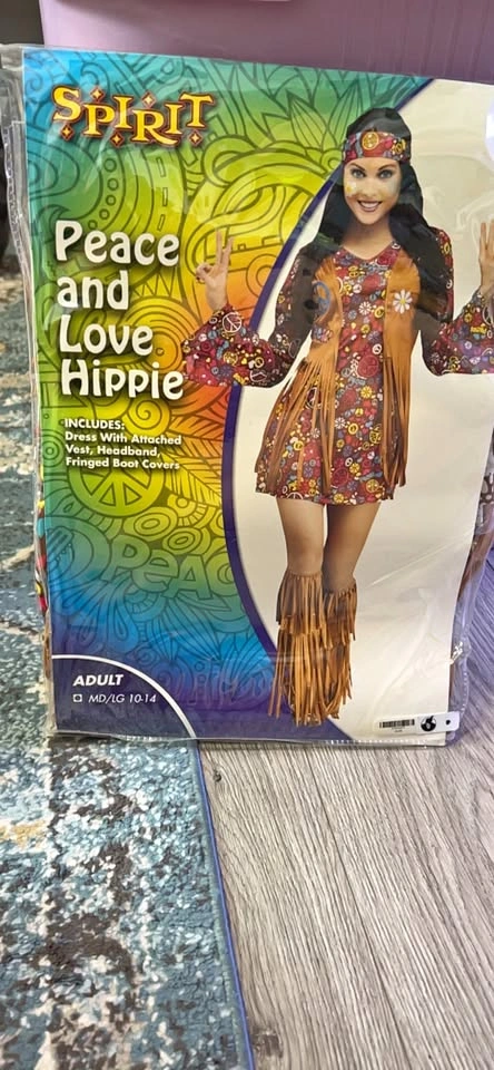 Spirit Peace and Love Hippie Costume Adult MD/LG 10-14