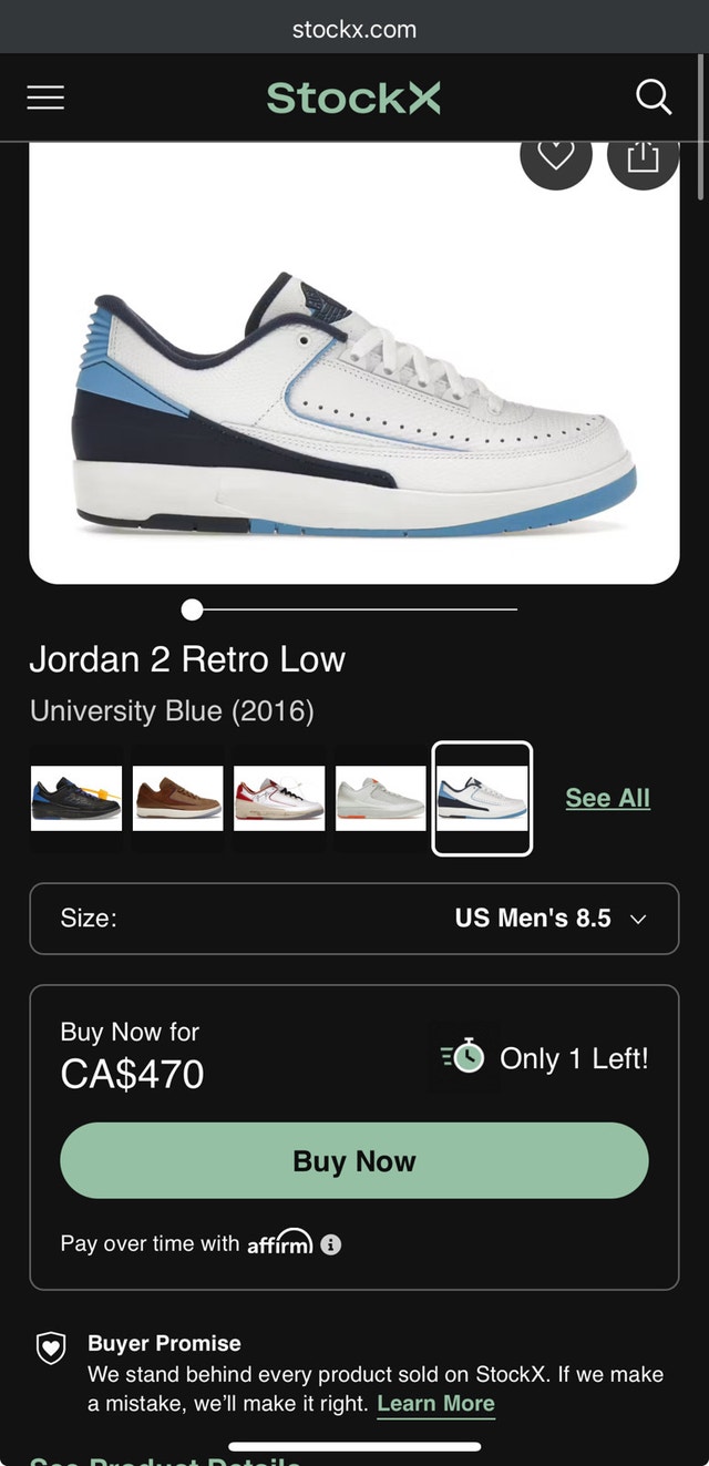 Jordan 2 Retro Low - (2016) University Blue - photo 2