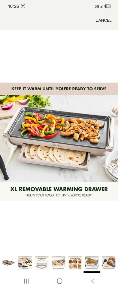 GreenPan Advanced Electric Griddle 10.5" x 20" with Warming Draw - photo 2