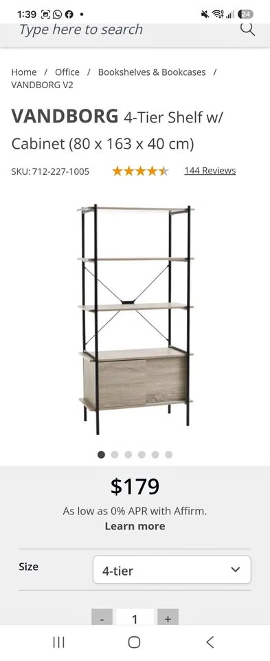 VANDBORG 4-Tier Shelf with Cabinet – Excellent Condition