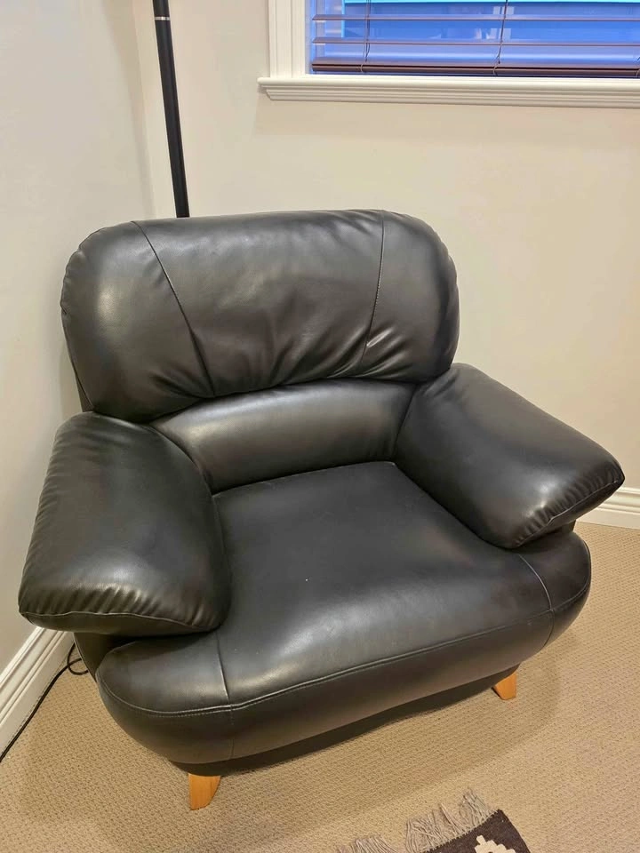 Black leather armchair
