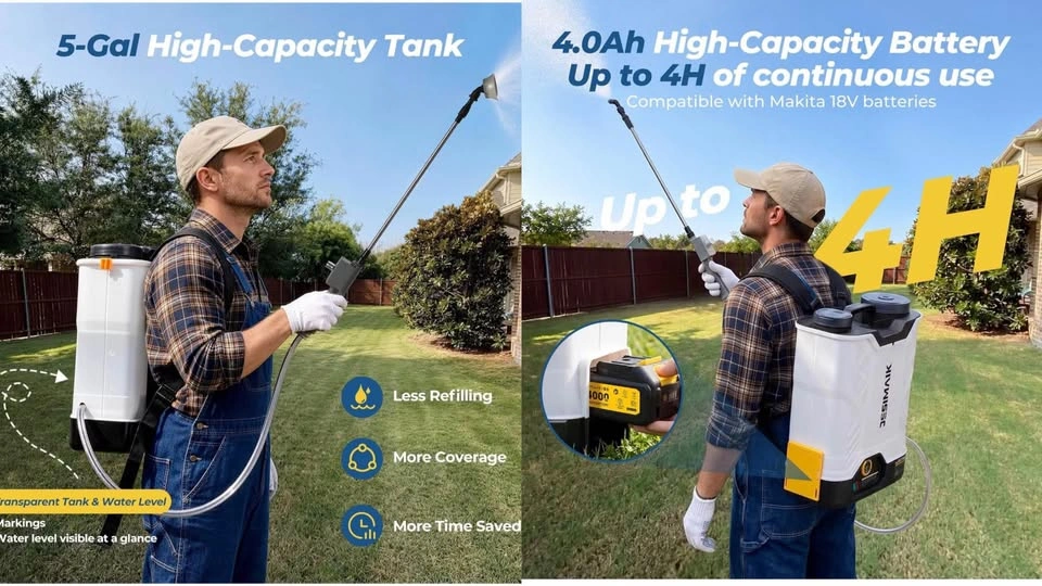 4.8 Gallon Battery Powered Backpack Sprayer with Agitator - photo 5
